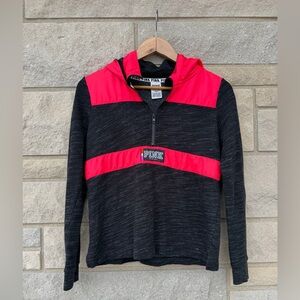 Victoria's Secret PINK Athletic Sweater Jacket  1/4 Zip Hooded Size XS Preppy